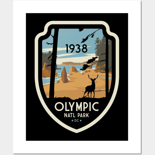 Washington Olympic National Park Retro Vintage Design Gift Wall Art by Terrybogard97